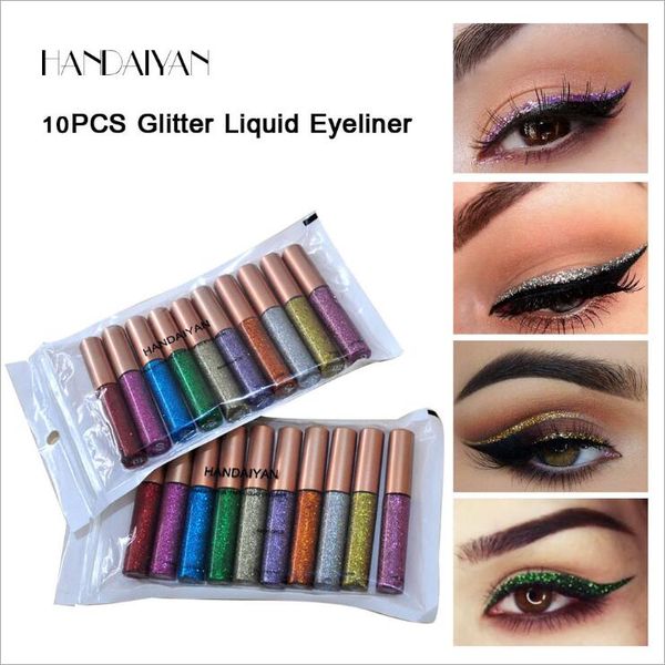 

handaiyan liquid eyeshadow long lasting waterproof liquid glitter eyeliner pencils 10 colors shining shimmer eye liner makeup eyeliner