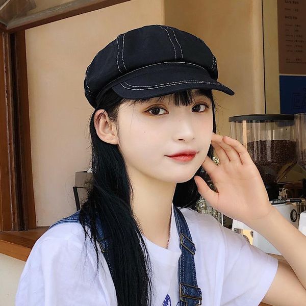 

кокк восьмиугольная шляпа женщин британский ретро тонкий черный новостной новость бойцы берут женщины плед художник шапка шляпа женщина женщ, Blue;gray