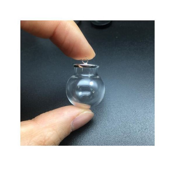 

3sets 20*12mm transparent round ball hollow glass globes orbs base tray jewelry necklace vial pendant diy wishing jllzhw, Black