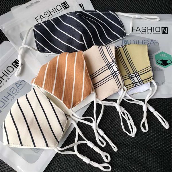 

cotton factory mask striped plaid breathable checks washable clean dust-proof kids cloth nouth face cover dhd293