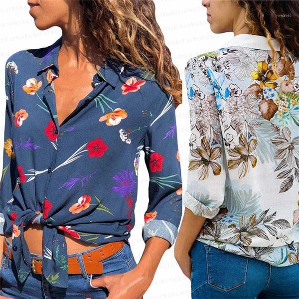

autumn 2018 plus size 2xl shirt female floral print long sleeve shirt fashion bodycon leisure casual blouse 1, White