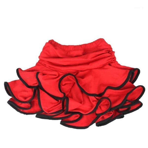 

girls latin dance skirt ballroom samba chacha dancing dress inside with shorts kids mini skirt1, Black;red