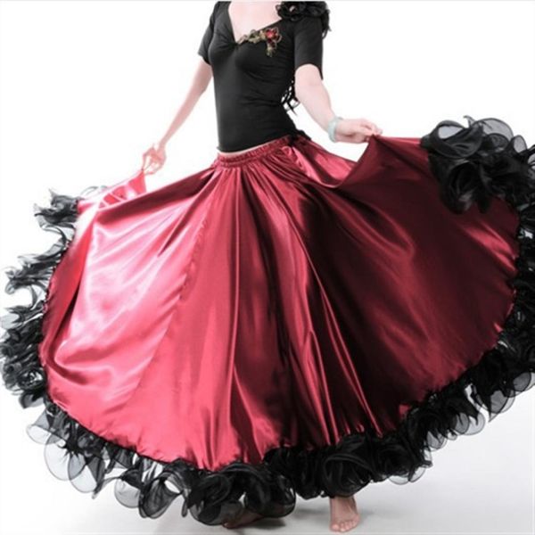 

women ballroom dress belly dance skirt show dress size540 degrees, Black;pink