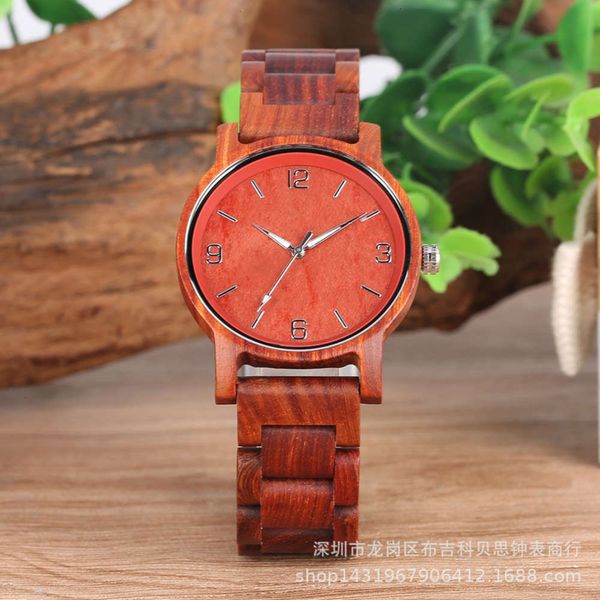 

new quartz pointer leisure fashion luminous wood watch men's all wood watch, Slivery;brown
