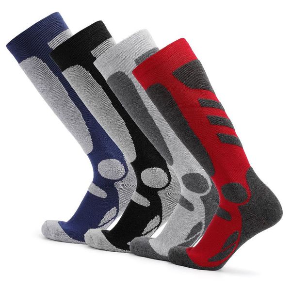 

sports socks lixada 2 pairs men's professional ski thick breathable quick dry for marathon running cycling, Black