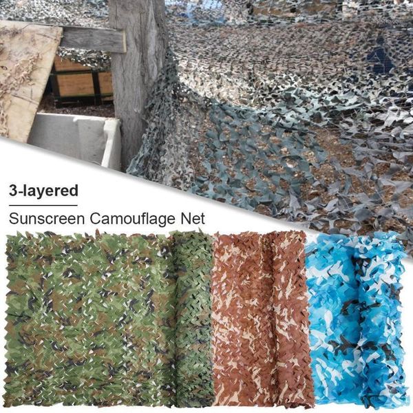 

3-layered sunscreen camouflage net 20x13ft sun shelter net mesh blind sunshade camping equipment outdoor ghillie tent1