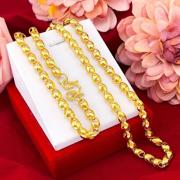 

fashion men's necklace 14k gold non-fading smooth chain necklaces delicate wheat design necklace for wedding engagement jewelry, Silver