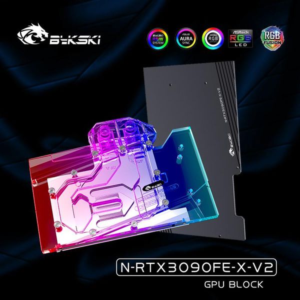 

bykski n-rtx3090fe-x-v2 gpu water cooling block for nvidia rtx3090 founder edition graphics card,3090 vga cooler a-rgb/rgb