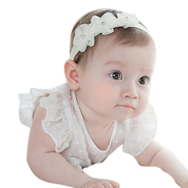 

telotuny baby hairband hair bands flowers elastic headband for a girl 14c0419, Slivery;white