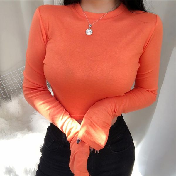 

aossviao long sleeve thin t-shirt see through c women fashion streetwear party club female t shirt 2021 summer, White