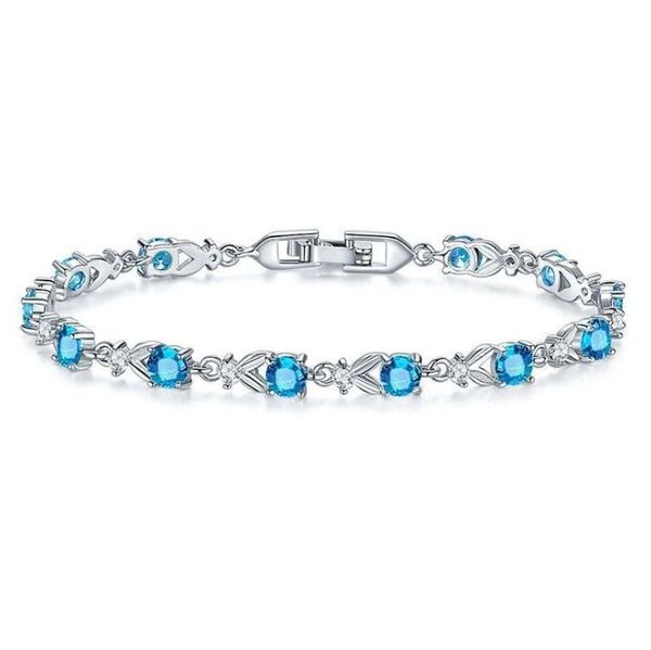 

charm bracelets fashion personality simple style gift girlfriend birthday woman sea blue bracelet exquisite jewelry, Golden;silver
