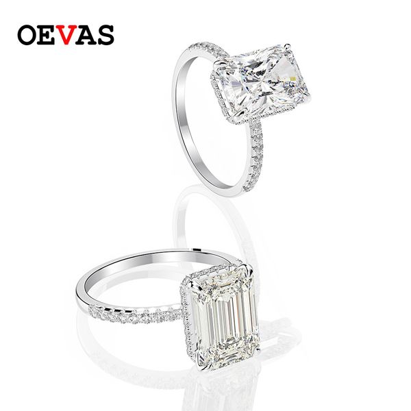 

classic 100% 925 sterling silver 8 * 11 mm created moissanite gemstone wedding engagement ring fine jewelry wholesale, Slivery;golden