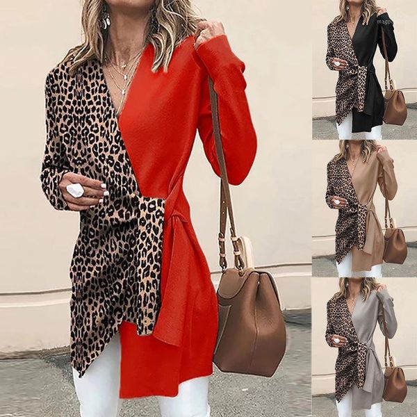 

leopard pattern v collar elegant dresses women dress office casual blazer dress 2020 autumn slim suit ladies dresses1, White;black