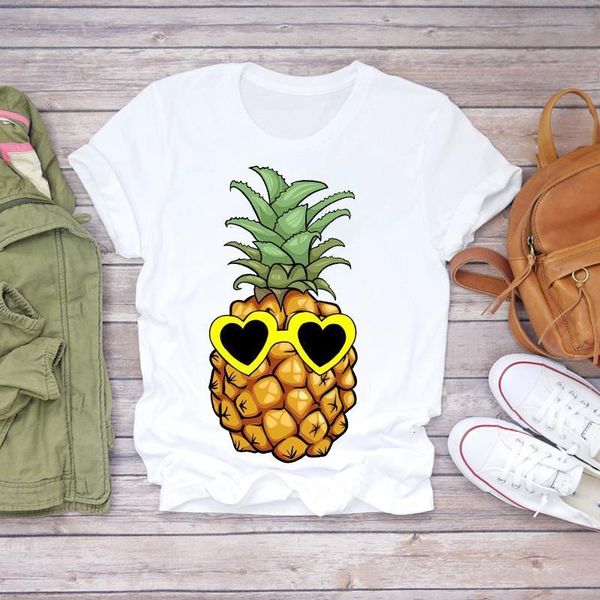 

women 2020 summer pineapple love funny cute fruit sweet camisas t-shirts t shirt ladies womens graphic female tee t-shirt, White