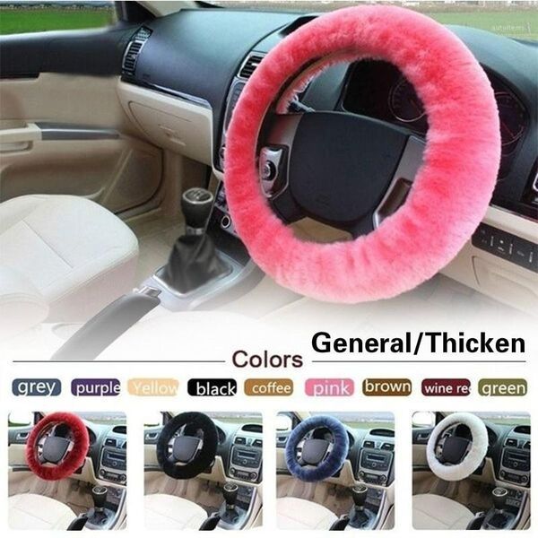 

car steering wheel cover gearshift handbrake cover protector decoration warm super thick plush collar soft black pink women1