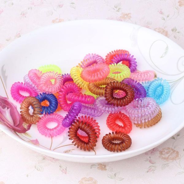 

hair accessories wholesale- 12pcs/ lot telephone wire line cord traceless tie ring gum colored elastic band for girl scrunchy1, Slivery;white