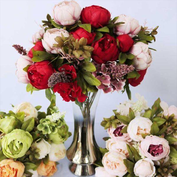 

decorative flowers & wreaths 13 heads peony european-style core-spun home wedding decoration artificial bouquet office desk ornaments1