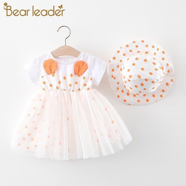 

girl's dresses bear leader children's clothing baby girl clothes summer party for girls dress dot princess with hat outfits1, Red;yellow