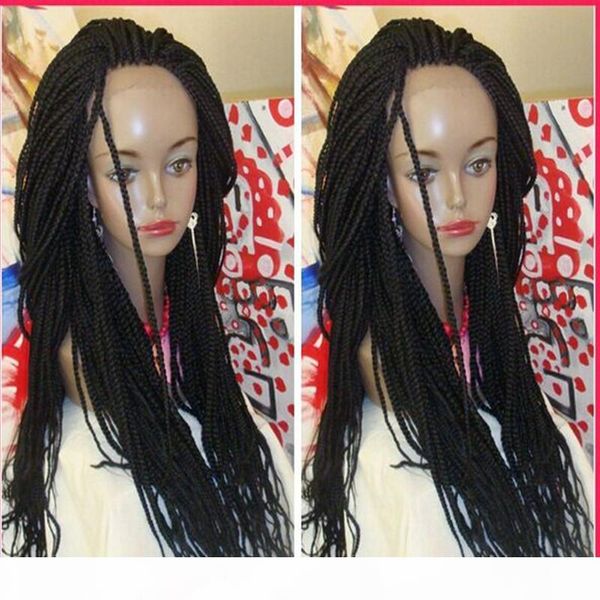

handmade braided box braids wig for women long hair synthetic lace front wigs for african black women