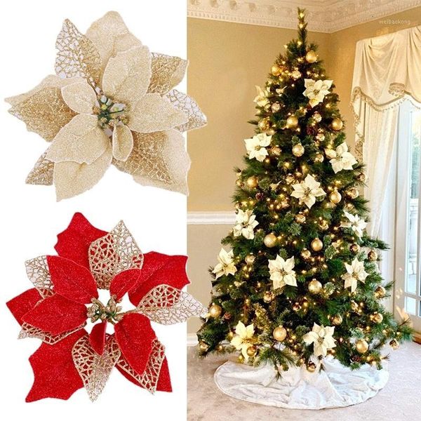 

christmas decorations 12pcs diy home wedding decoration flower head glitter wreath artificial flowers for fake flowers1