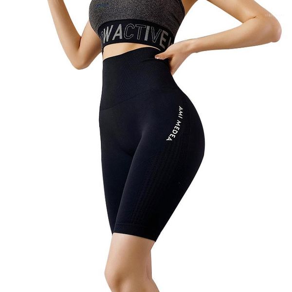 

yoga outfits women high waist energy seamless shorts push up hip gym fitness letter print sports leggings workout1, White;red