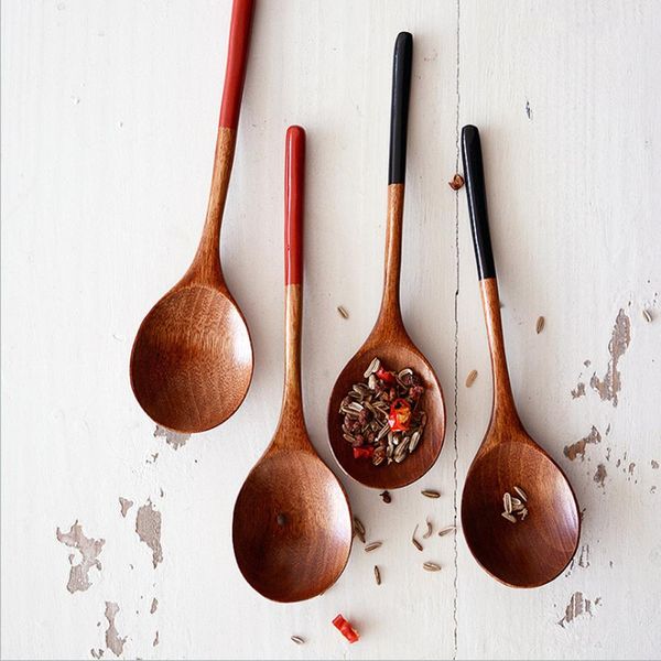 

wooden spoon soup teaspoon solid wood porridge spoon honey coffee creative japanese style green tableware for kicthen h bbyxhc