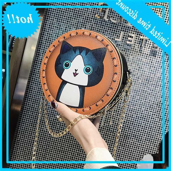 

tasks for women 2021 new fashion circular shoulder cartoon pattern crossbody women's brand handbag ladies small round bag