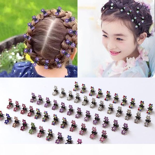

fashion 12pcs lot small cute crystal flowers metal hair claws clips girls hairstyle hairpins hair oranment hair accessories