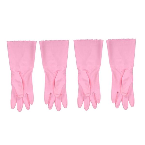 

2 pairs kitchen dishwashing rubber cleaning gloves for home (thin, blue, size