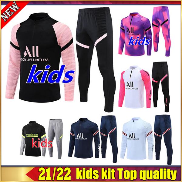 

kids kit size 21 22 23 mbappe suit jacket tracksuit martial rashford survetement foot football sportswear jogging sancho united soccer track, Black