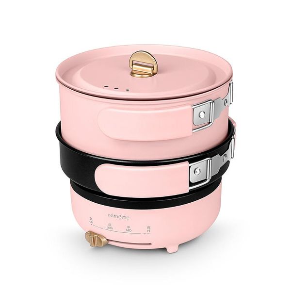 

220v multifunction electric pot with folding handle mini portable travel induction cookers split type cooking pot 1.2l