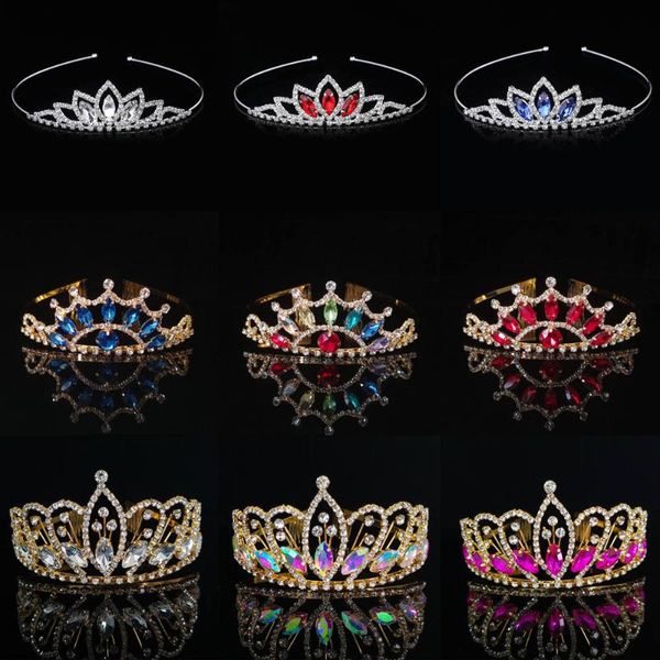 

wedding crown bridal headwear princess girl woman rhinestones crystal tiaras gold bride party crowns wedding hair accessories, Golden;silver
