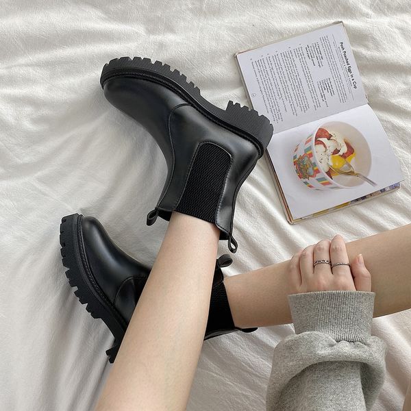 

martin boots womens british style student short boots 2020 new thick heel black round head weman shoes ankle boots c1120