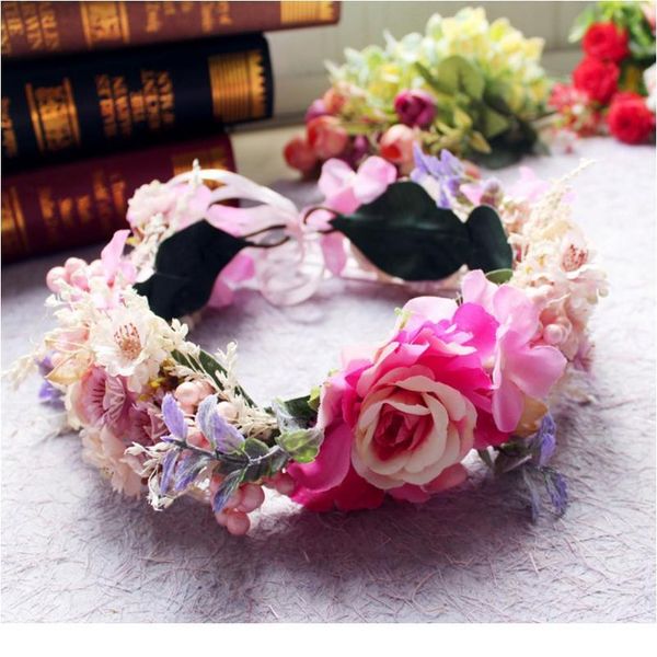 

flower wreath women wedding party crowns adjustable floral garlands bridesmaid hair accessories headpiece children he qylywa