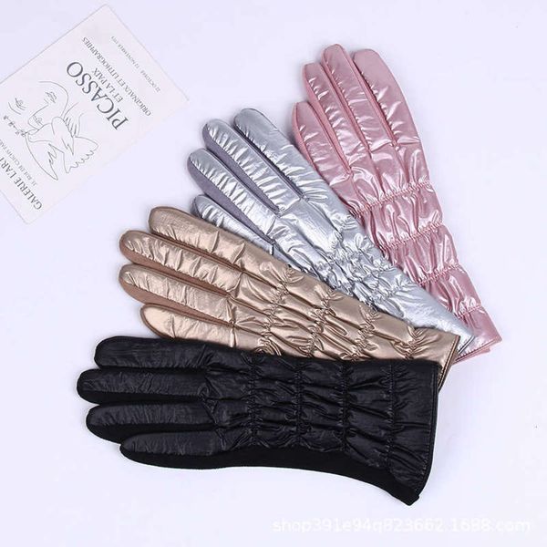 

gloves autumn and winter touch lady screen plush warm suede lovely student gloves cycling winter thickening cold proof, Blue;gray