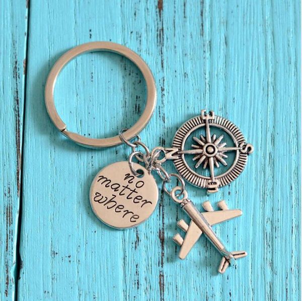 

bohemian no jewelry european style hollow and american matter where compass friendship airplane globe keychain charm pen, Slivery;golden