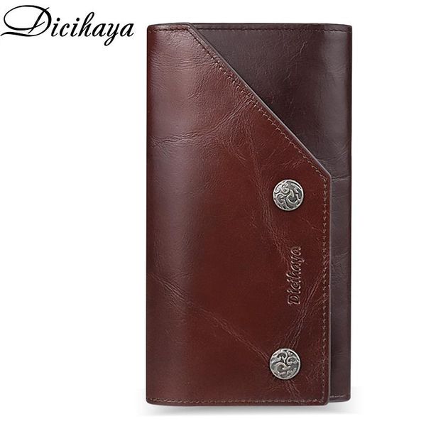 

dicihaya genuine leather men wallet coin purse long patchwork male cowhide retro wallets card holder portfolio portomonee, Red;black