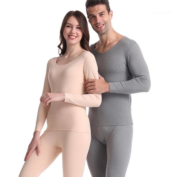 

womens thermal underwear solid color pullover v neck elastic breathable two piece thermal understand sets for men women plus size mens, Black;white