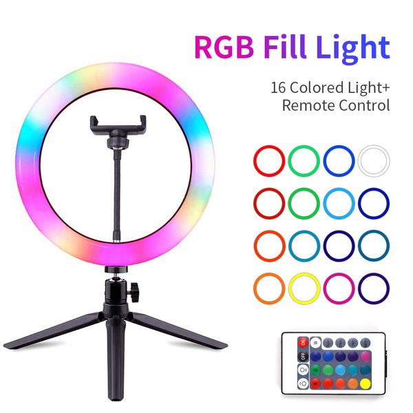 Профессиональный 10-дюймовый RGB Selfie Cong Sign Light с штатив LED кольцевая лампа фото-студии Фотографии риинрик для тикток YouTube Video