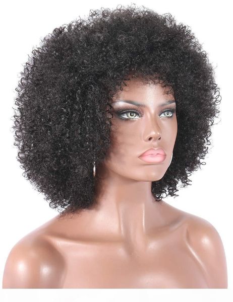 

kinky curly lace front human hair wigs for women natural black 250% density brazilian afro bob lace front wig 10-22inch, Black;brown