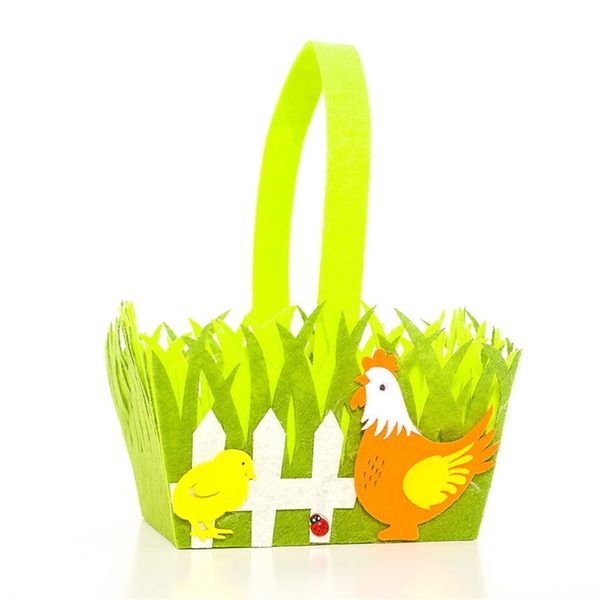 

cartoon rabbit cock easter basket bunny printing coloful egg non-woven tote bag child gifts candy egg bucket basket handbag storage g12004, Black