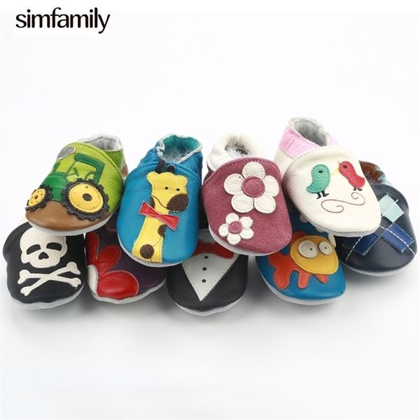 

[simfamily]newborn boys girls soft genuine leather antislip baby shoes first walkers baby moccasins 0-24months carton skid-proof 201222