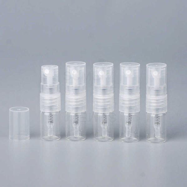 1ml 2ml transparente de vidro perfume embalagem pequena garrafa de amostra mini frasco portátil 100 pcs cx220111