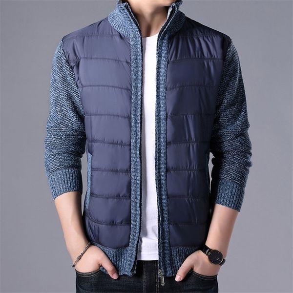 

new men's thick sweater coat male autumn winter parkas patchwork sweatercoat zipper cardigans sweater man jacket outerwear cloth 201221, White;black