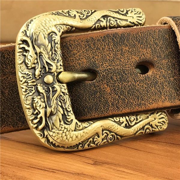 

brass double belt buckle men belt cowboy jeans belts men leather male strap wide ceinture homme riem mbt0098, Black;brown