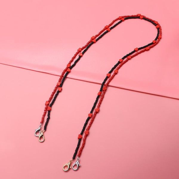 

chains adjustable anti-lost mask lanyard colorful beads chain necklace strap holder ear saver school supplies, Silver