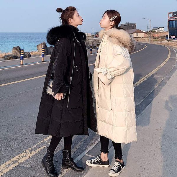 

women's winter jackets parkas raccoon skin clothing goatee down woman in hooded jacket chaqueta mujer wpy869 h0dx, Black
