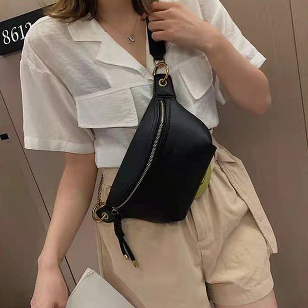 

fashion designer women waist bags ladies shoulder crossbody belt bag pu leather chain chest packs hot