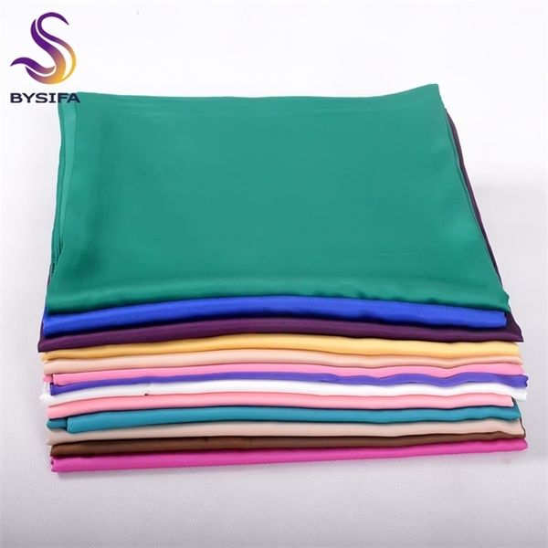 

bysifa] new solid color women large square scarves wraps 100*100cm autumn winter luxury matt satin silk scarf brand head scarf t200609, Blue;gray