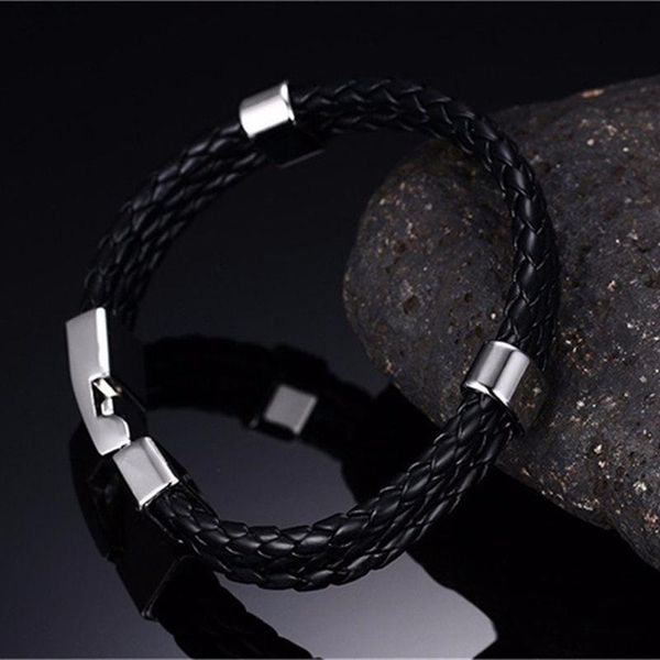 

livvy 2017 sales of glamour style men's bracelet with a layer of black leather bracelet with jewelry as142 jllccd